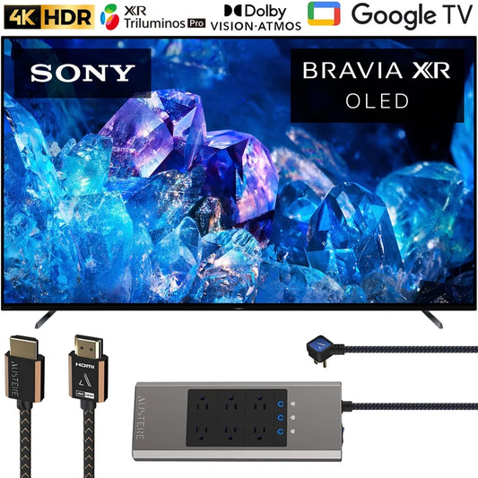 Sony XR65A80K Bravia XR A80K 65 4K HDR OLED Smart TV 2022 Model Bundle with Austere 1.5m 4K HDR HDMI Cable and 5-Series 6 Outlet Surge Protector