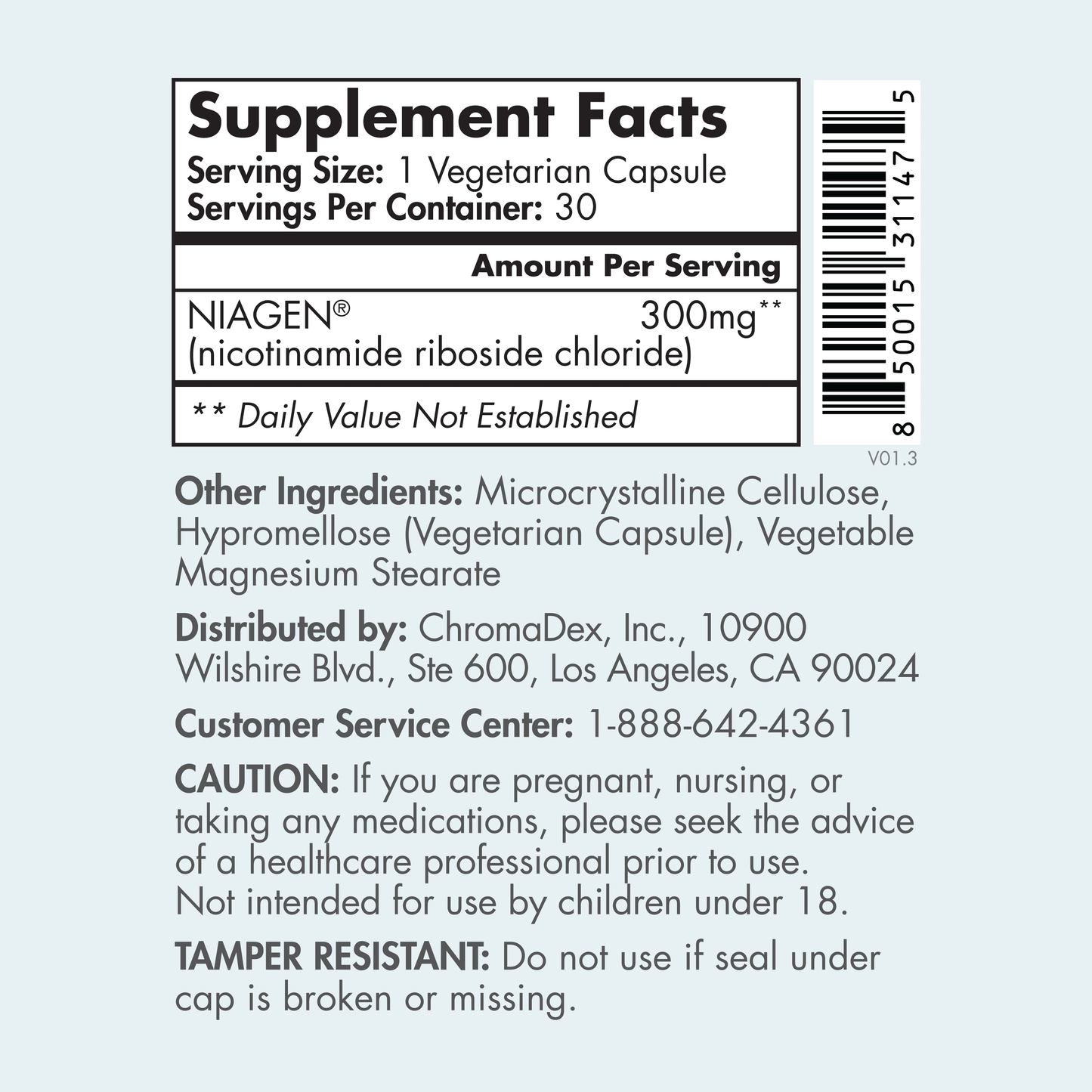 Tru Niagen NAD Booster Supplement, 300 Mg, 30 Ct