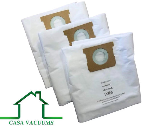 Casa Vacuums Shop-Vac 5-8 Gallon HEPA FILTRATION Disposable Collection Bag HF9067100 , replaces Genuine Part #'s Type H High Efficiency 9067100 & Type E 9066100, 3-Pack