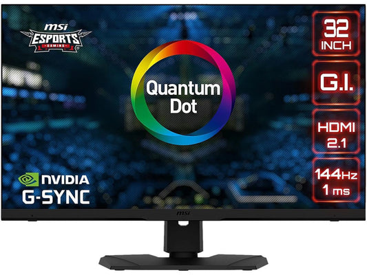 MSI 32 144 Hz IPS with Quantum Dot Technology UHD IPS Gaming Monitor G-Sync Compatible 3840 x 2160 (4K) 97% DCI-P3 / 143% sRGB HDMI, DisplayPort, USB, Audio Optix MPG321UR-QD