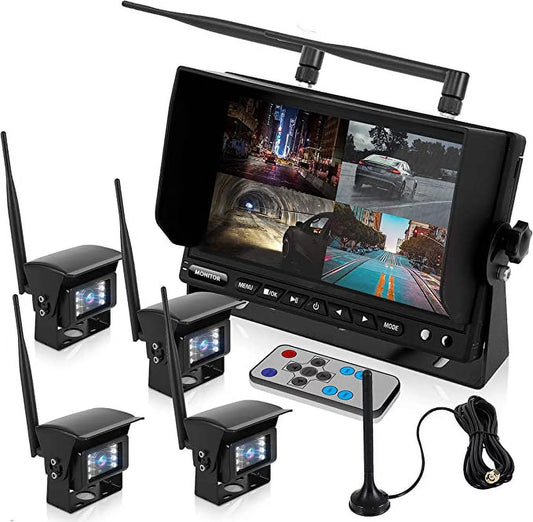Pyle Waterproof Car Parking Rear View Reverse Safety Vehicle Monitor System W/ Quad View 7 LCD