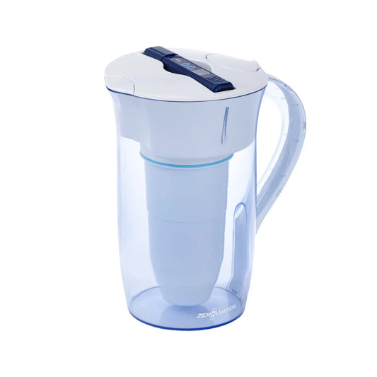 ZeroWater 10 Cup Round Water Filter Pitcher with 2 Filter & TDS Meter, ZR-0810-4