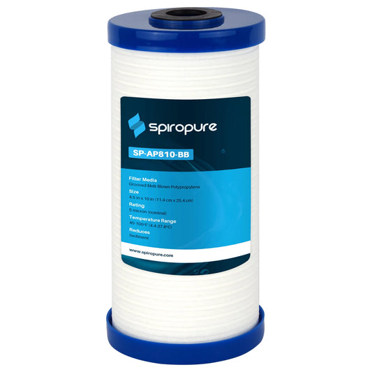 SpiroPure 10 x 4.5 Grooved Sediment Water Filters, 5 Micron (8 Pack)