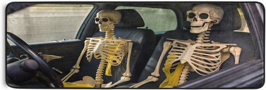 Coolnut Skeleton Driver Pattern Area Rug - 2' x 6' Washable Runner Rugs with Rubber Backing - Non Skid Floor Carpet for Indoor Living Room Hallway Kitchen Home Decor Gifts
