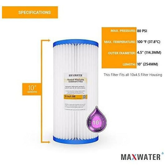 12 Pack 10 X 4.5 Culligan R50-BBSA Compatible Heavy Duty Water Cartridge -950 Pleated Sediment Water Filters (5 Micron), Compatible With 10 BB Whole House Systems