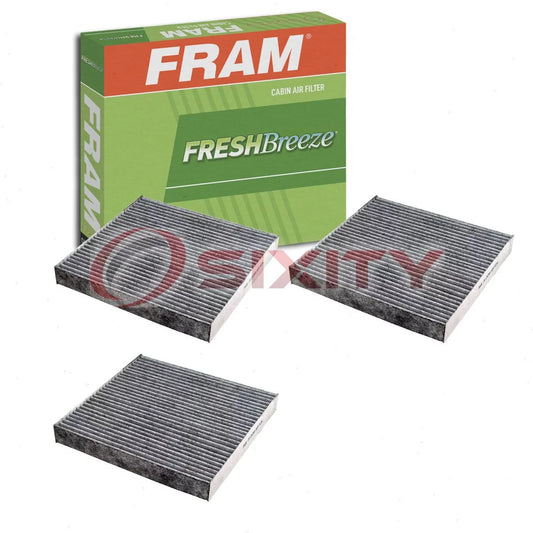 3 pc FRAM CF10134 Fresh Breeze Cabin Air Filters for 64 11 6 921 019 70482N AC1121 AF819KM AFC1632 CF88 HVAC Heating Ventilation Air Conditioning Vent Filters Fits select: 2007-2016 HONDA CR-V