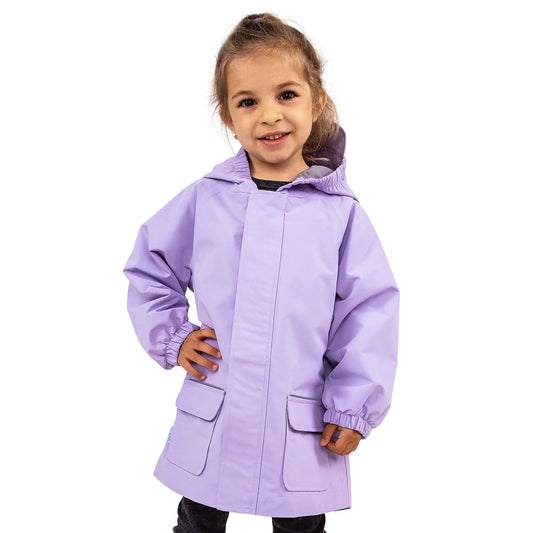 JAN & JUL Girls Puddle-Dry Rain Jacket, Waterproof Coat with Pockets for Kids (Lavender, 6 Years)