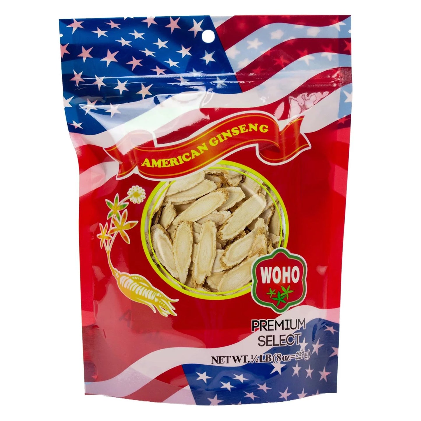 WOHO #128.8 American Ginseng Slice Jumbo 8oz bag