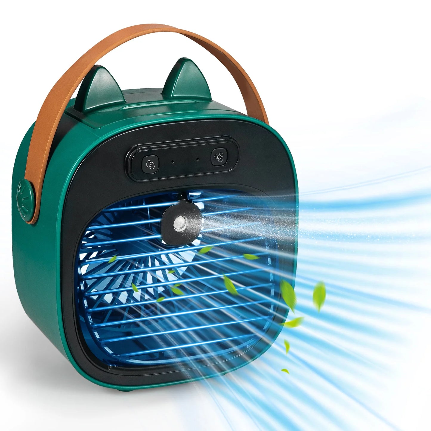 JahyShow Portable Air Conditioner Fan - USB Rechargeable, Green