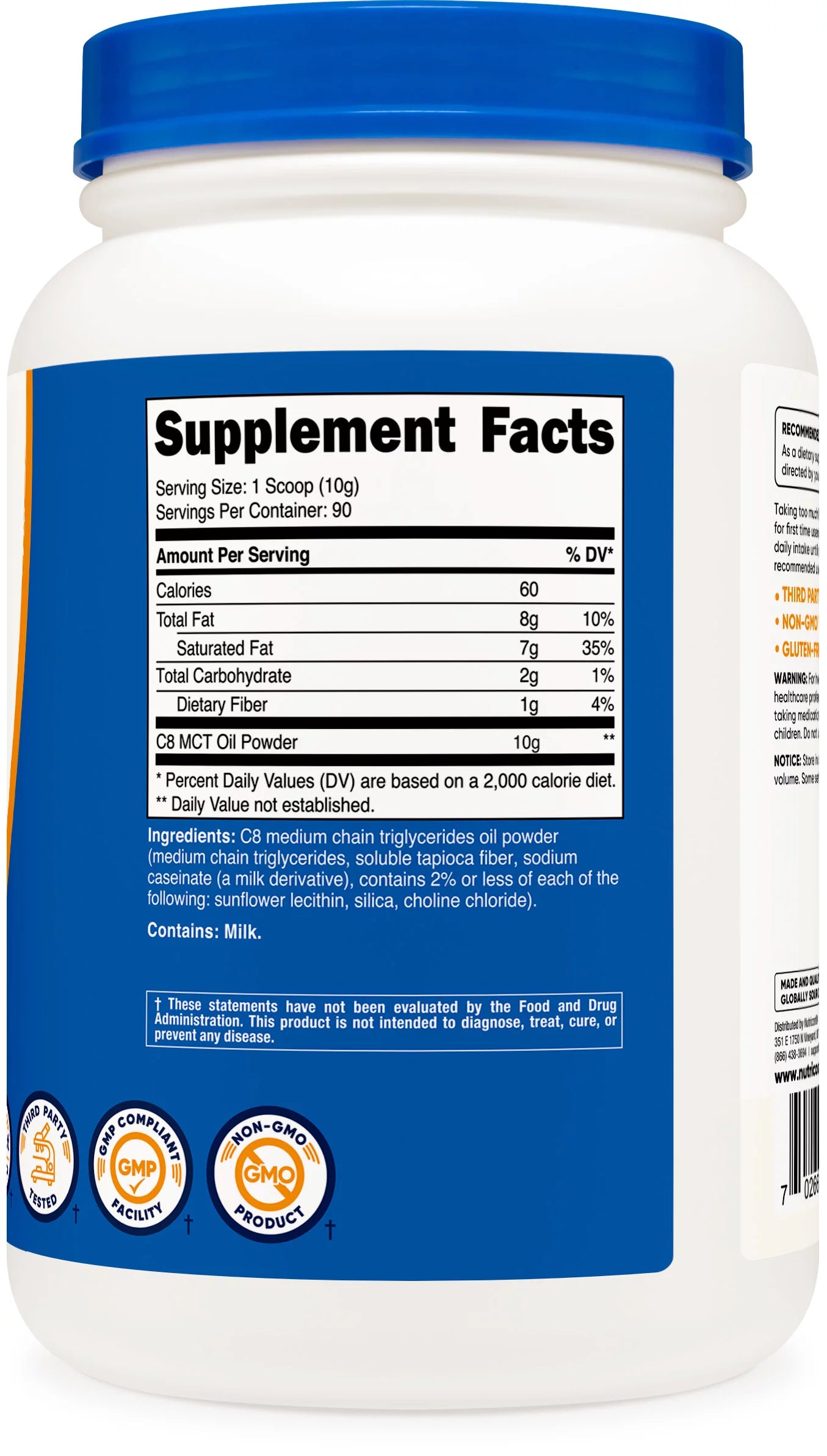 Nutricost C8 MCT Oil Powder 2LBS (32oz) Metabolize Supplement