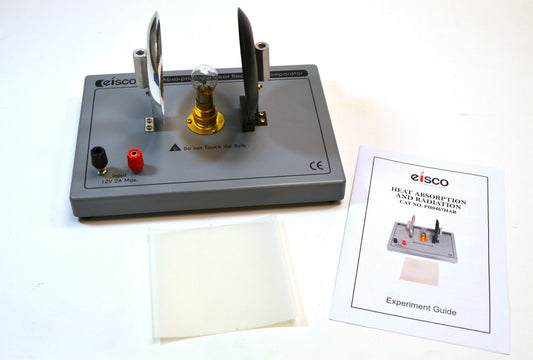 Eisco Labs Heat Absorption Radiation Comparator with Comparator apparatus, White screen, and Experiment Guide