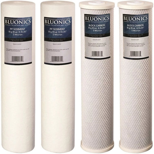 4 Big Blue CTO Carbon Block & Sediment 4.5 x 20 Replacement Filter Cartridges