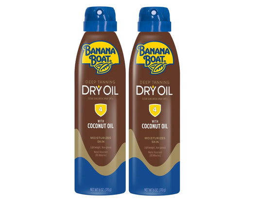 Banana Boat UltraMist Deep Tanning Dry Oil - SPF 4 - 6oz (Pack of 2)