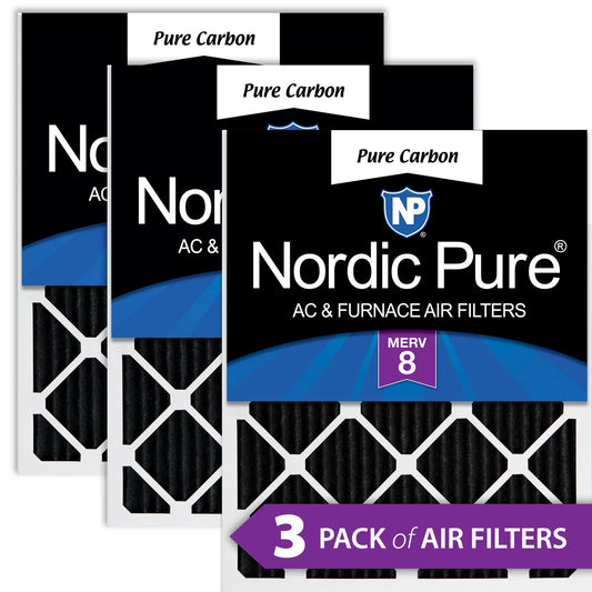 Nordic Pure 10x10x1 Pure Carbon Pleated Odor Reduction Furnace Filters 3 Pack