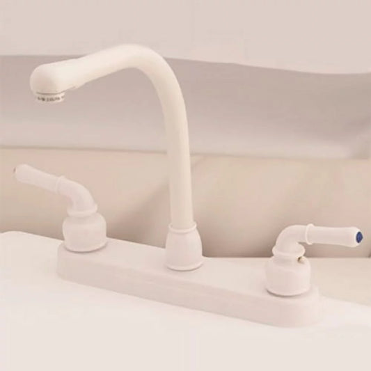 Empire Brass U-YWI800RSW White 8 Hi-Rise Kitchen Faucet with Tea Pot Handles