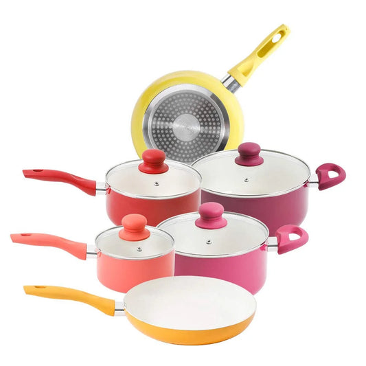 10-Pieces White Ceramic Non-Stick Cookware Set, Warm (4.4) 4.4 stars out of 138 reviews 138 reviews