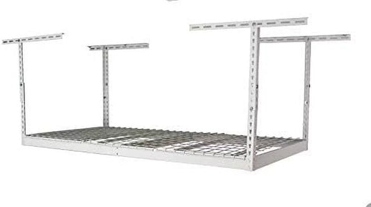 GEROBOOM Overhead Garage  Rack - Heavy Duty Racks for Garage with 400 lb Capacity  Easy Garage Shelving  Adjustable  Rack  Ceiling Mount  Shelves 3x6 White (12-21)