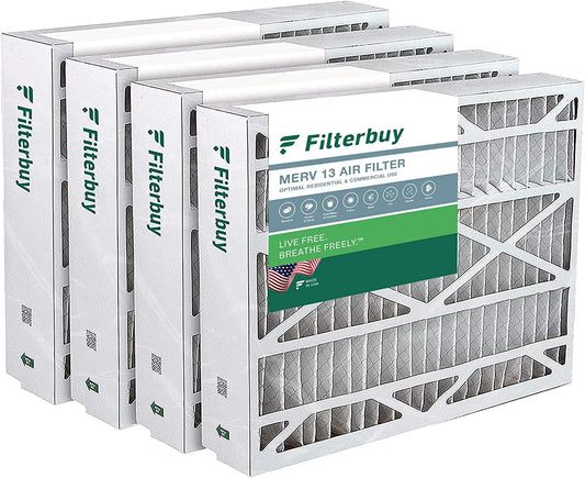 Filterbuy 24.5x27x5 MERV 13 Pleated HVAC AC Furnace Air Filters for Trane, American Standard, Honeywell, and Accumulair (4-Pack)