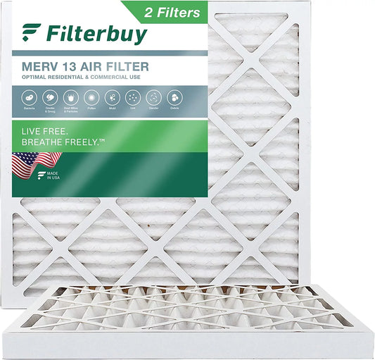 Filterbuy 24x24x2 MERV 13 Pleated HVAC AC Furnace Air Filters (2-Pack)