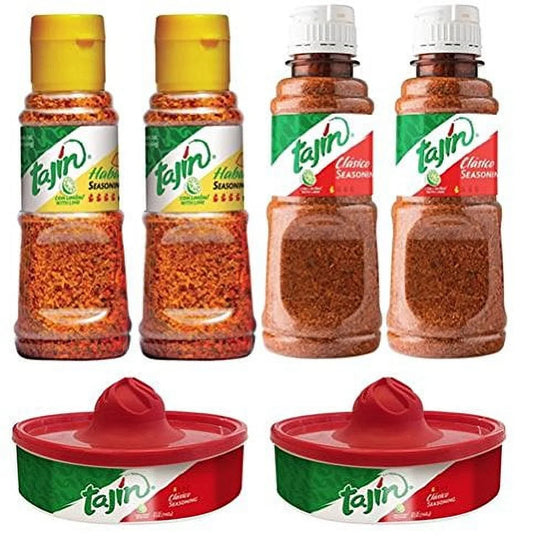 Tajn Variety Pack  (2) Clsico Seasoning 5 oz (2) Clasico Seasoning Rimmer 4.23oz (2) Habanero Seasoning 1.6oz (Pack de 6) B-Experts