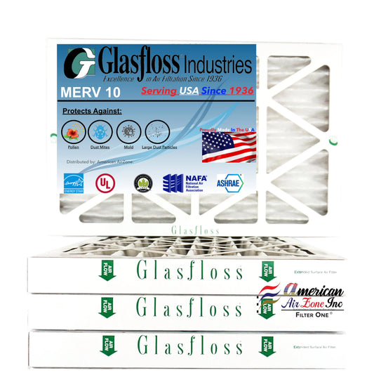 Glasfloss Air Filter 24x36x2 - 2 MERV 10 - (Pack of 4) - Pleated AC or HVAC Air Filter - Furnace Air Filter - Home or Office - Made In The USA.