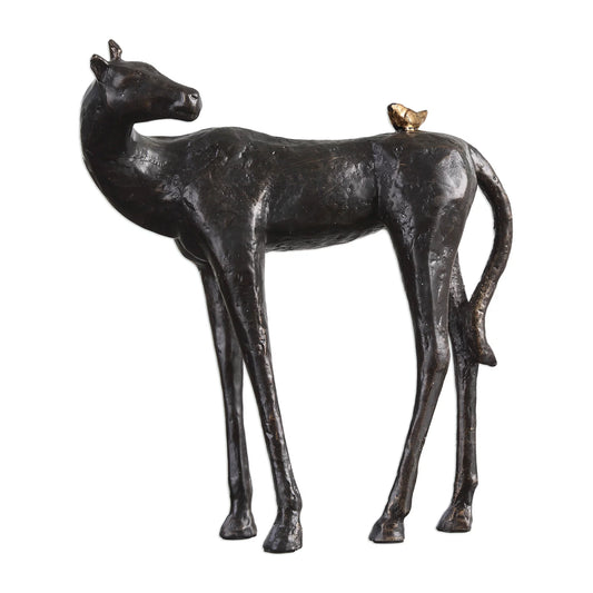 Uttermost 20120 Hello Friend 8 3/4 Wide Iron Horse Statue By Matthew Williams - Brown