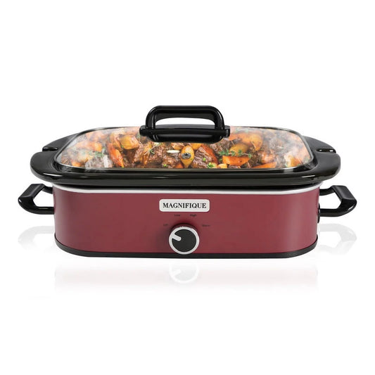 Magnifique 4-Quart Casserole Manual Slow Cooker with Keep Warm Setting，Red