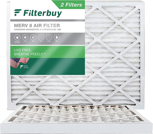 Filterbuy 18x20x2 MERV 8 Pleated HVAC AC Furnace Air Filters (2-Pack)