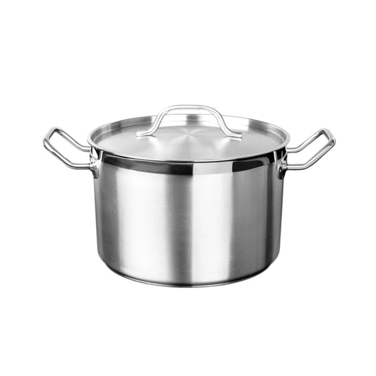 Excellante 8 quart 18/8 Steel stock pot w/ lid, comes in each
