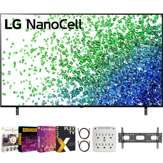 LG 75NANO80UPA 75 Inch HDR 4K UHD Smart NanoCell LED TV 2021 Bundle with Premiere Movies Streaming 2020 + 37-100 Inch TV Wall Mount + 6-Outlet Surge Adapter + 2x 6FT 4K HDMI 2.0 Cable