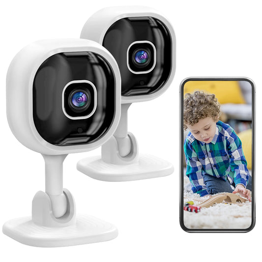BCOOSS Home Security Camera 2 Pack WIFI Indoor Surveillance with Night Vision, 2-Way Audio