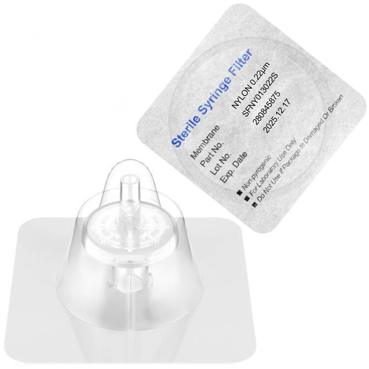 Sterile Syringe Filter Nylon Membrane 13mm Disc Diameter 0.22μm Pore Size，HPLC and GC Filter，High Throughput Lab Filtration 100PCS Individually Packed