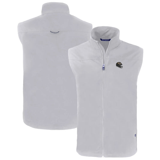 Men's Cutter & Buck  Gray Baltimore Ravens Helmet Big & Tall Charter Eco Full-Zip Vest