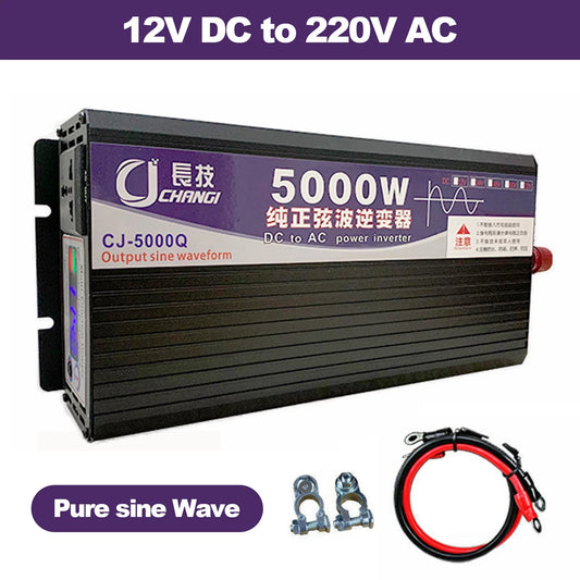 5000W Car Power Inverter Pure Sine Wave Inverter DC 12V to AC 220V LED Display Converter