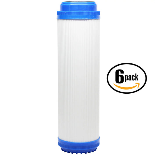6-Pack Replacement US Water Systems 200-RO-DI Granular Activated Carbon Filter - Universal 10-inch Cartridge for US Water 50 to 150 GPD RO-DI System - Denali Pure Brand