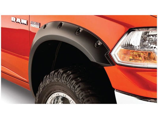 Bushwacker by RealTruck Pocket/Rivet Style Rear Fender Flares|2-Pc Set, Black, Smooth|50018-02|Compatible with 02-08 Dodge Ram 1500 w/ 6.4' Bed; 03-09 Ram 2500 w/ 6,4' Bed, 3500 w/ 6.4' or 8.2' Bed