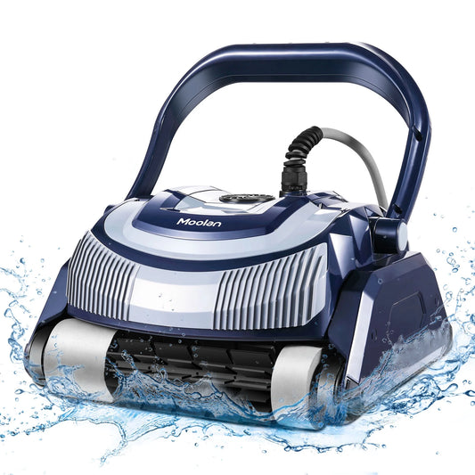 Moolan Automatic Robotic Pool Vacuum Cleaner, Pool Vacuum Cleaners, with Self-Parking Technology, LED Indicator, Ideal for Above/In-Ground Swimming Pool Up to 1200 ft, Blue, New