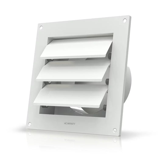 AC Infinity Wall Mount Duct Shutter, 6” Outdoor Louver Gable Vent Hood for Home Attic Grow Tent HVAC Systems