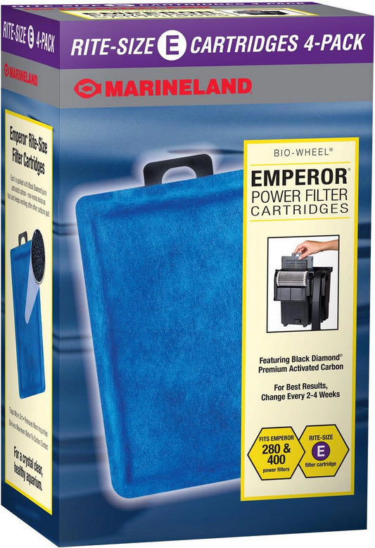 Marineland Emperor Power Filter Cartridge Rite-Size E, 4 Count, Replacement Cartridge For Aquarium Filtration, E - Purple, 4 Count (Pack of 1)