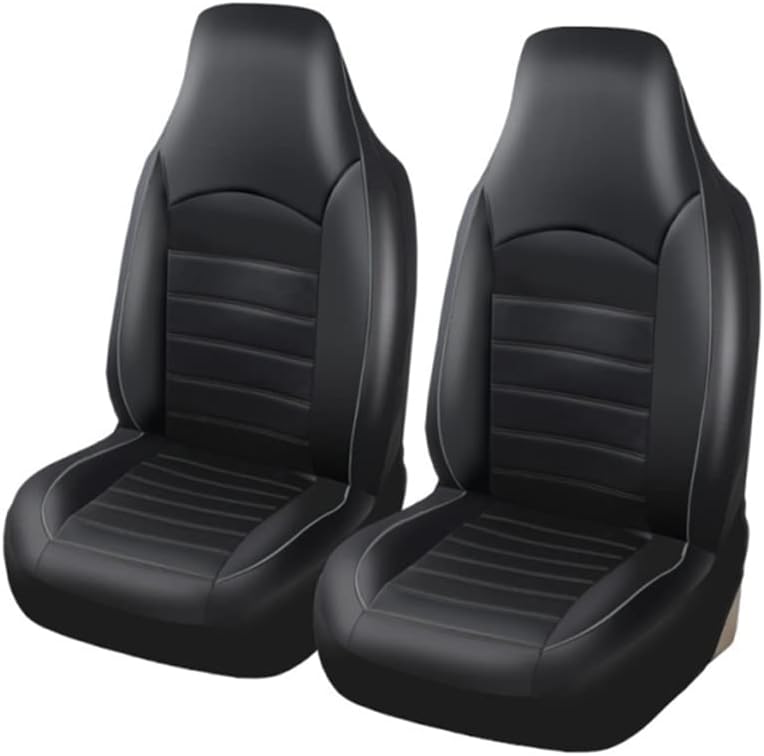 TOYOUN Classic Universal PU Leather Car Seat Covers Full Set Front High Back Bucket Seat Covers and Rear Auto Seat Covers Set Seat Protector Gray