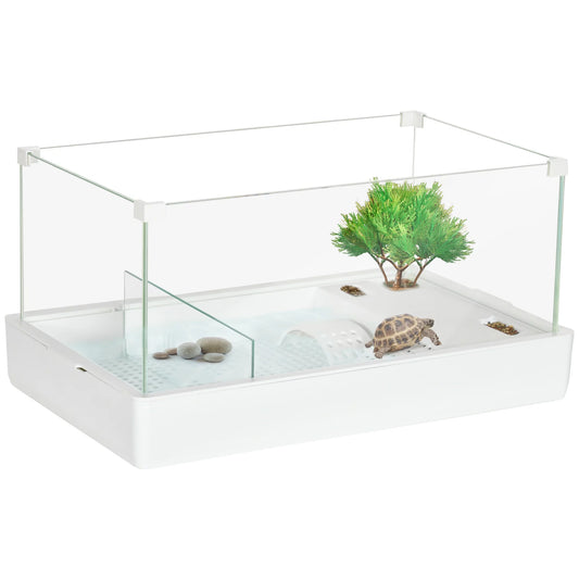 PawHut Triple-Filtering Turtle Tank Reptile Enclosure Turtle Habitat