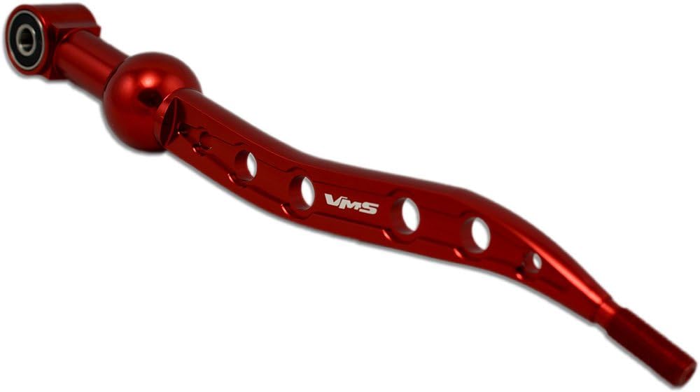 VMS Racing Dual Bend SHORT THROW SHIFTER in RED CNC Aluminum for Honda Civic (88-00) and Del Sol (93-97) EK EK4 EK9 EM1 EF EF9 EG EG6 EJ1 D15 D16 B16 B18 JDM 88 89 90 91 92 93 94 95 96 97 98 99 00 1988 1989 1990 1991 1992 1993 1994 1995 1996 1997 199