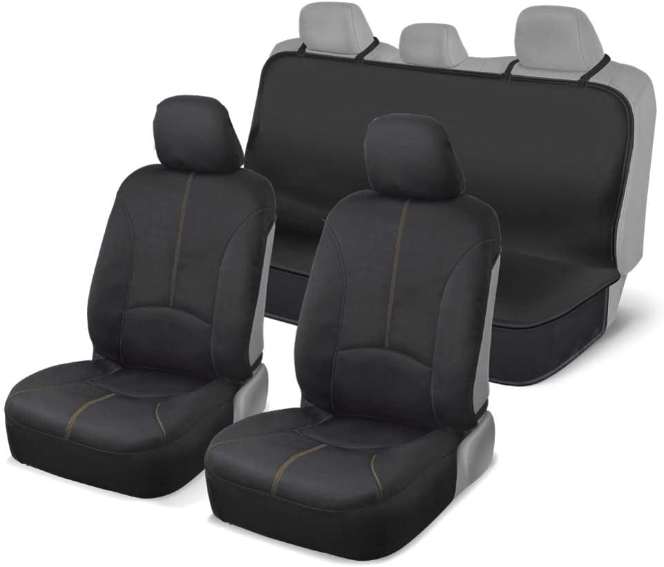 Motor Trend DC210-A2 Beige EasyFit Simple Install Protective Front Rear Bench Seat Covers for Auto Car 5 Pack