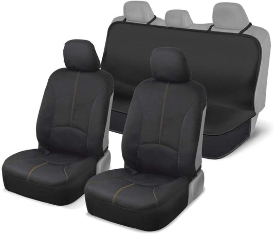 Motor Trend DC210-A2 Beige EasyFit Simple Install Protective Front Rear Bench Seat Covers for Auto Car 5 Pack