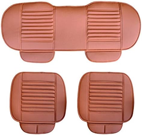 HONCENMAX Car Seat Cover Cushion Pad Mat Protector - Car Interior Accessories - for Sedan SUV PU Leather - Without Backrest - 2 Front Seat Covers & 1 Rear Seat Cover Orange