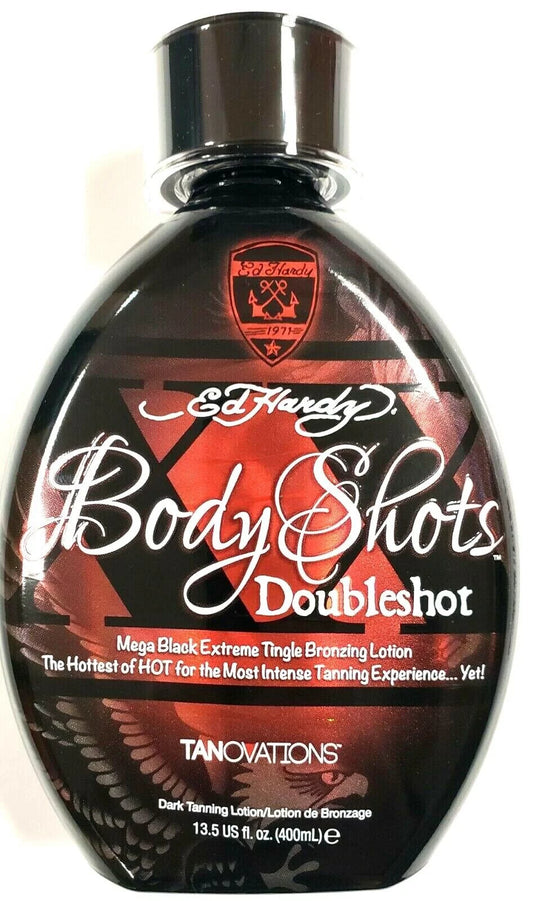 Ed Hardy Body Shots DoubleShot Indoor Tanning Bed Lotion w/ Bronzer & Hot Tingle