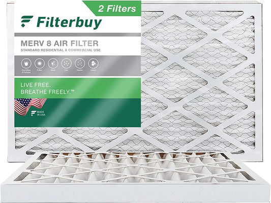 Filterbuy 8x16x2 MERV 8 Pleated HVAC AC Furnace Air Filters (2-Pack)