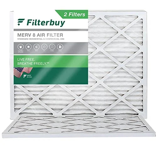 Filterbuy 18x22x1 Air Filter MERV 8 Dust Defense (2-Pack), Pleated HVAC AC Furnace Air Filters Replacement (Actual Size: 17.75 x 21.75 x 0.75 Inches)