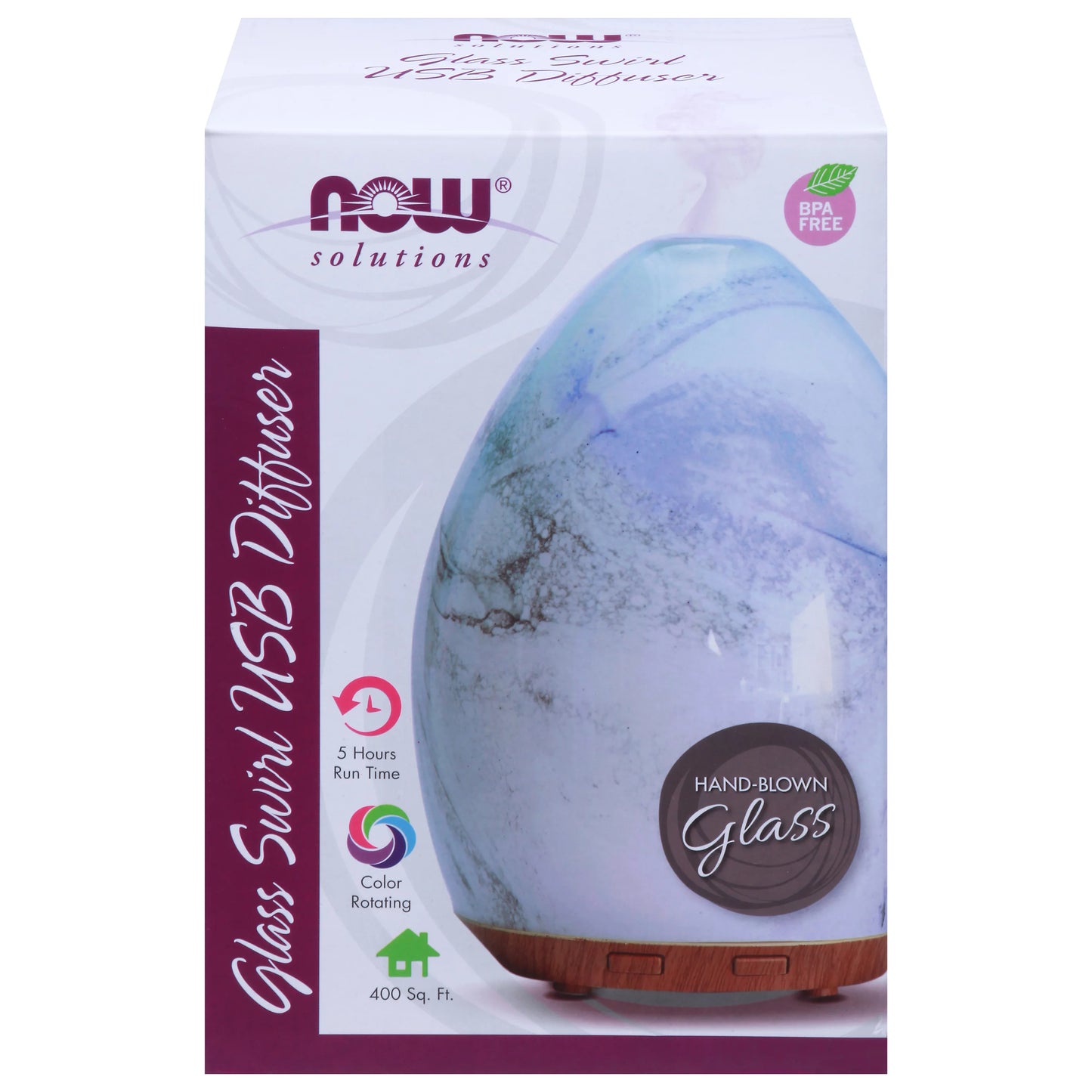 Now Foods, Ultrasonic Glass Swirl USB Essential Oil Diffuser
