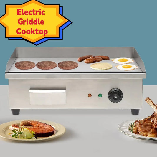 TFCFL 21.65 Commercial Heavy Duty Restaurant Tabletop Flat Top Grill Machine Adjustable Temperature Control